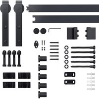 Schiebetüren-Beschlagsatz mit Schrauben Laufschiene Komplett-Set Schiebetürsystem für einzelne Holztür, aus Kohlenstoffstahl Schwarz 200 x 40 x 0,6 von HOMCOM