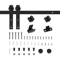 Schiebetürsystem Laufschiene Einzelschiebetür Schiebetürbeschlag für Holzschiebetür Zubehör Kohlenstoffstahl Schwarz 200 x 0,6 x 18 cm - Schwarz von HOMCOM