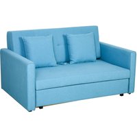 HOMCOM Schlafsofa 2-Sitzer Sofa mit Bettfunktion, Polstersofa mit Stauraum, Rückenkissen, Schlafcouch für Wohnzimmer, Polyester, Holz, Hellblau, 152 HOMCOM Schlafsofa 2-Sitzer Sofa mit Bettfunktion, Polstersofa mit Stauraum, Rückenkissen, Schlafcouch für Wohnzimmer, Polyester, Holz, Hellblau, 152 von HOMCOM
