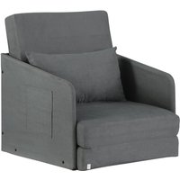 Schlafsofa Sofabett Einzelsofa Waschbarer Bezug 2 Seitentaschen Kissen Metall Grau 70 x 74 x 78 cm - Grau - Homcom von HOMCOM