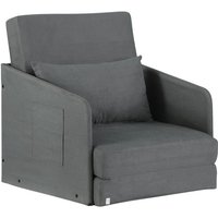 Homcom - Schlafsofa Sofabett Einzelsofa Waschbarer Bezug 2 Seitentaschen Kissen Metall Grau 70 x 76 x 77 cm von HOMCOM