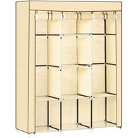 Schrank aus Stoff, Aufbewahrungslösung, 8 Regale, 2 Kleiderstangen, Beige - Beige von HOMCOM