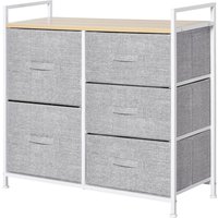Stoffkommode mit 5 Stoffschubladen Stoff+ Holz +Metallrahmen Grau, 83 x 29 x 77cm Stoffkommode mit 5 Stoffschubladen Stoff+ Holz +Metallrahmen Grau, 83 x 29 x 77cm von HOMCOM