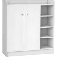 Homcom - Schuhschrank Schuhregal Allzweckschrank Kommode Dielenschrank Highboard Schrank Ablage Regal 2-Türig 4 Fächer Weiß 83 x 30 x 90 cm von HOMCOM