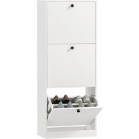 Homcom - Schuhschrank mit 3 Klappen, Schuhregal mit Verstellbar Trennwand, Schuhkommode Schmal Schuhkipper für 12 Paar Schuhe 47 x 26 x 120 cm, Weiß von HOMCOM
