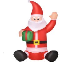 Selbstaufblasbarer Weihnachtsmann Weihnachtsdekoration LED mit Geschenk Gebläse Rot L70 x B50 x H120 cm von HOMCOM
