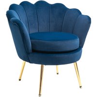 Sessel Polstersessel in Muschelform Relaxsessel mit Metallbeinen, Schminkstuhl mit Samtoptik, für Schlafzimmer Wohnzimmer, Blau - Homcom Sessel Polstersessel in Muschelform Relaxsessel mit Metallbeinen, Schminkstuhl mit Samtoptik, für Schlafzimmer Wohnzimmer, Blau - Homcom von HOMCOM