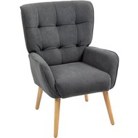 Sessel Wohnzimmer Loungesessel Relaxsessel mit Holzbeine Lesesessel mit Samtoptik, Polstersessel für Schlafzimmer Grau - Homcom Sessel Wohnzimmer Loungesessel Relaxsessel mit Holzbeine Lesesessel mit Samtoptik, Polstersessel für Schlafzimmer Grau - Homcom von HOMCOM