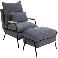 Homcom - Relaxsessel mit Hocker Sessel mit Verstellbar Rückenlehne, Liegefunktion, Kissen, Loungesessel Modern Polstersessel mit Kord-Optik für von HOMCOM
