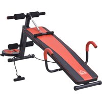 Sit Up Bank Bauchtrainer Trainingsbank Verstellbar Gepolstert mit Widerstand 120 kg Belastbarkeit Rot+Schwarz 53x166x52–60 cm von HOMCOM