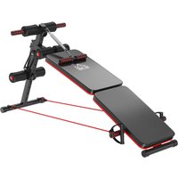 Sit Up Bank Bauchtrainer mit Trainingsseile Trainingsbank Multifunktion Schwarz+Rot 51x137x50-66 cm von HOMCOM