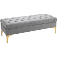 Sitzbank, Bettbank, Schuhbank mit erhöhten Beine, Schlafzimmer, Samt Hellgrau 118 x 45 x 42 cm von HOMCOM