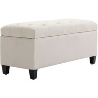Sitzbank Polsterbank mit Stauraum Truhenbank Flur Schlafzimmer Wohnzimmer leinenartiges Polyester Gummiholz Cremeweiß 100 x 40 x 44 cm - Homcom von HOMCOM
