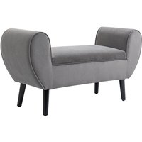 Sitzbank mit Stauraum Polsterbank mit Samtoptik, Gerollt Armlehne Bettbank mit Holzbeine, für Wohnzimmer Schlafzimmer Flur 118 x 42 x 66 cm, Grau Sitzbank mit Stauraum Polsterbank mit Samtoptik, Gerollt Armlehne Bettbank mit Holzbeine, für Wohnzimmer Schlafzimmer Flur 118 x 42 x 66 cm, Grau von HOMCOM