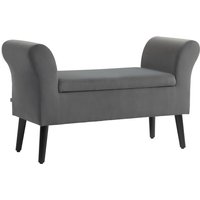 Homcom - Sitzbank Polsterbank mit Stauraum Bettbank mit Armlehne für Flur Schlafzimmer samtartiges Polyester 111,5 x 41 x 65 cm Dunkelgrau von HOMCOM