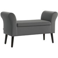 Sitzbank Polsterbank mit Stauraum Bettbank mit Armlehne für Flur Schlafzimmer samtartiges Polyester 111,5 x 41 x 65 cm Dunkelgrau - Homcom von HOMCOM