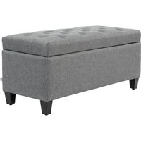 Sitzbank Polsterbank mit Stauraum Truhenbank Flur Schlafzimmer Wohnzimmer leinenartiges Polyester Gummiholz Hellgrau 100 x 40 x 44 cm - Homcom von HOMCOM