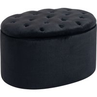 Sitzbank Polsterbank mit Stauraum samtartiges Polyester Gummiholz Schwarz 71 x 52 x 42 cm von HOMCOM