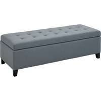 HOMCOM Sitzbank, Polsterbank mit Stauraum, Bettbank mit Deckel, Leinenoptik, Truhenbank, Aufbewahrungsbank für Wohnzimmer, Schlafzimmer, Grau, 125 x von HOMCOM