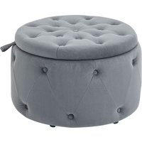 Sitzhocker mit Stauraum, Sitztruhe mit Samtoptik, Knöpfen für Wohnzimmer von HOMCOM
