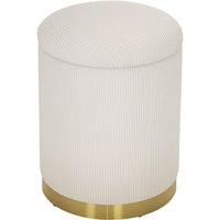 Sitzhocker mit Stauraum Hocker mit Deckel, Stahlboden, Runder Fußhocker Polsterhocker mit Fußpads, Kordoptik 36 x 36 x 44 cm Cremeweiß - Homcom von HOMCOM