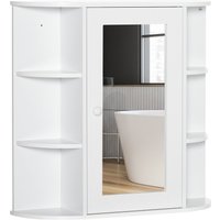 Spiegelschrank Badezimmerregal Badeschrank Wandmontage MDF Weiß von HOMCOM