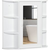 Homcom - Spiegelschrank Badschrank Badezimmerschrank, 8 Fächer, Spiegeltüren, wasserbeständig, 66 cm x 17 cm x 63 cm, Weiß - Weiß von HOMCOM