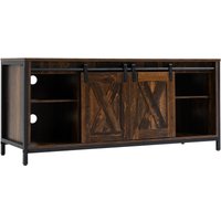 Homcom - TV-Bank TV-Schrank mit Schiebetüren im Industrial Design 120 x 40 x 54cm Braun+Schwarz - Braun+Schwarz von HOMCOM