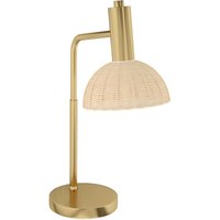 Tischlampe mit Rattan-Lampenschirm, Metallrahmen, inkl. LED-Birne, Farbe: Bronze+Rattan - Bronze von HOMCOM