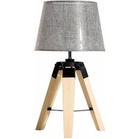 Tischleuchte Tischlampe Nachttischlampe E27 Leinenoptik, Kiefer+Polyester, 24x24x45cm (Grau) - Natur+Grau - Homcom von HOMCOM