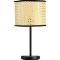 Homcom - Tischleuchte im Vintage-Design, Lampenschirm aus Rattan, 25 cm x 25 cm x 47 cm, Natur + Schwarz - Naturholz von HOMCOM