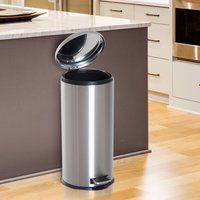 Treteimer mit Inneneimer Pedal-Mülleimer Klappdeckel Abfallsammler Edelstahl Silber 30L von HOMCOM