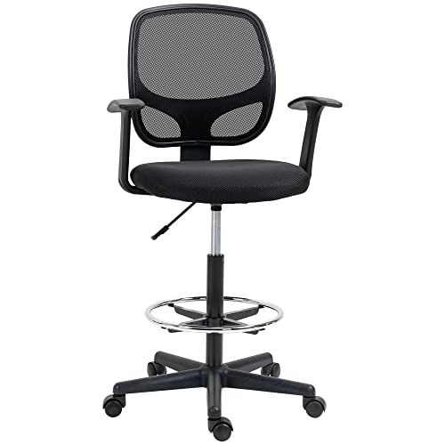Vinsetto Arbeitsstuhl Mesh Bürostuhl Ergonomischer Schreibtischstuhl Zeichenstuhl mit verstellbarem Fußring Höhenverstellbare Drehstuhl mit Rollen für Arbeitszimmer Schwarz 60 x 56 x 110-132 cm Vinsetto Arbeitsstuhl Mesh Bürostuhl Ergonomischer Schreibtischstuhl Zeichenstuhl mit verstellbarem Fußring Höhenverstellbare Drehstuhl mit Rollen für Arbeitszimmer Schwarz 60 x 56 x 110-132 cm von Vinsetto