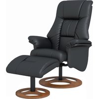 Vinsetto Relaxsessel mit Hocker elektrisch neigbar 130° Kunstleder Schwarz, Fernsehsessel mit Liegefunktion, 77 x 89 x 110 cm   Aosom.de von HOMCOM