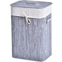 Wäschekorb, Wäschebox, Wäschesammler mit Deckel, Segeltuchsack, waschbarem Wäschesack, mit Griffen, Bambus , faltbar, 72L, Grau, 40 x 30 x 60 cm… von HOMCOM