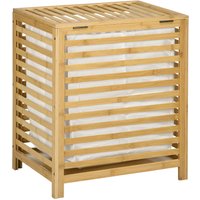 Wäschekorb Wäschetruhe 55L Wäschebox, Wäschesammler mit Deckel, Bambus von HOMCOM