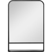Wandspiegel 70 x 50cm Wohnzimmerspiegel Hängespiegel Dekospiegel Rechteck mit Ablagefläche für Eingangsbereich Schlafzimmer Modern Elegant Schwarz von HOMCOM