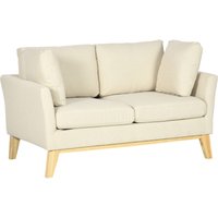 Homcom - Zweier-Sofa, skandinavisches Design, 2 Wurfkissen, Naturholzrahmen, beige, 137 x 78 x 78 cm - Beige von HOMCOM