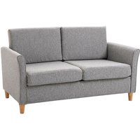 Zweisitzer Sofa Abnehmbare Kissen Leinen, Schaumstoff, Kautschukholz Hellgrau 141 x 65 x 78 cm - Hellgrau - Homcom von HOMCOM
