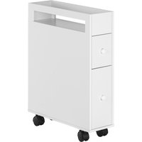 kleankin Badezimmerschrank  Nischenschrank mit Rollen, 2 Schubladen & offenem Fach, Badrollwagen, Weiß, 16x49,5x66cm  Aosom.de von HOMCOM