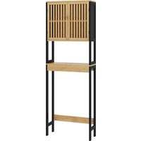 kleankin Toilettenregal Badezimmer über Toilette WC mit 2 Türen und offenem Regal 60L x 21,5B x 172H cm Bambus - Naturholz und Schwarz Aosom kleankin Toilettenregal Badezimmer über Toilette WC mit 2 Türen und offenem Regal 60L x 21,5B x 172H cm Bambus - Naturholz und Schwarz Aosom von HOMCOM