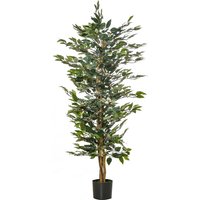künstliche Pflanzen 150 cm künstlicher Ficus-baum Kunstpflanze Zimmerpflanze Dekopflanze Büropflanze Kunststofftopf für drinnen und draußen von HOMCOM