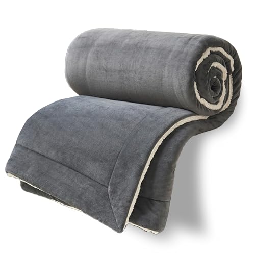 Premium Sherpa Kuscheldecke Flauschig Wohndecke Kuscheldecke Wohndecke Dicke Sofadecke Couchdecke (Dunkelgrau,180 x 200 cm) von HOMDECR