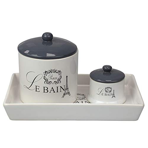Home Basics, Le Bain Paris 2-teiliges Dosen-Set mit passendem Keramiktablett von HOME BASICS