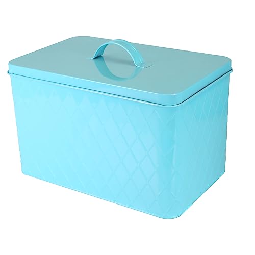 Home Basics Vintage Tin Bread Box, Argyle Pattern, Turquoise, 13.25x8.5x10 Inches von HOME BASICS