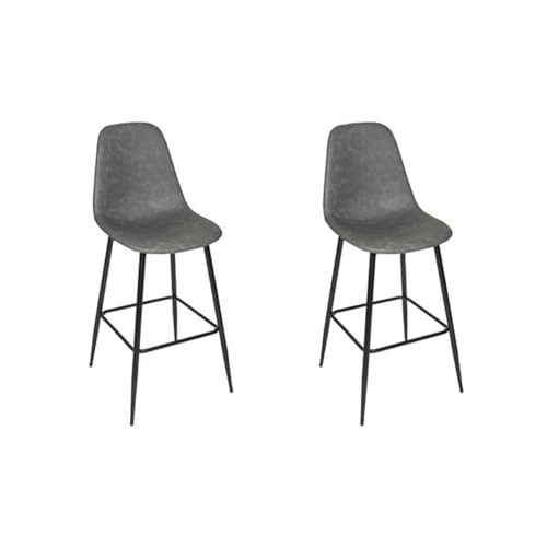 HOME DECO FACTORY, HD0189, Set mit 2 bernsteingrauen Barstühlen, Indus Bistro, Möbel, Sitz, Hocker und Barstuhl, 44 x 110 x 52 cm, Sitzhöhe 70 cm, Grau Schwarz von HOME DECO FACTORY