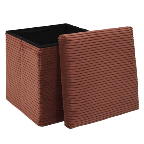 HOME DECO FACTORY, HD0275, Cotele Scott Terra Faltbare Ottoman-Truhe, Weichheit, Möbel, Sitz, Faltbare Truhe und Bank, 38 x 38 x 38 cm, Sitzhöhe 38 cm, Terrakotta von HOME DECO FACTORY