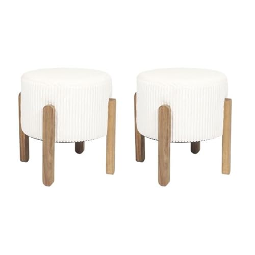 HOME DECO FACTORY, HD0337, Set mit 2 Cotele Scott Beige Hockern, Weichheit, Möbel, Sitz, Bank und Hocker, 35,5 x 35 x 35 cm, Sitzhöhe 30 cm, Beigebraun von HOME DECO FACTORY