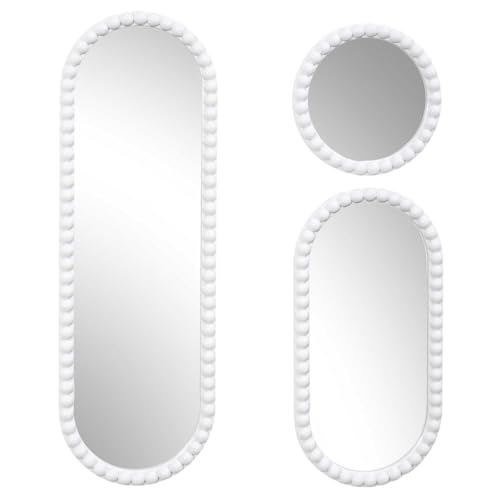 HOME DECO FACTORY, HD0382, White Decorative Mirror, Set of 3, modern and elegant Design, Magnifying Effect, Easy to Install and Maintain, Dimensions H75 cm, White Color von HOME DECO FACTORY