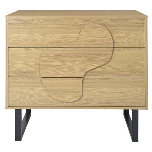HOME DECO FACTORY, HD0430, Moderne Calypso-Kommode, Elegantes und praktisches Design, optimierter Stauraum mit geräumigen Schubladen, braun schwarz, 90x79x49 cm von HOME DECO FACTORY